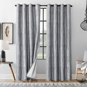 Long Silvery-Gray Blackout Curtains (2) Panels